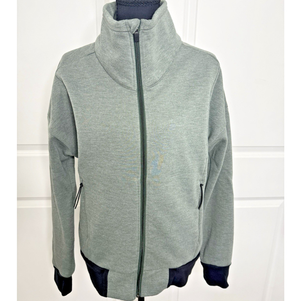 Lucy Women’s Medium Sweatshirt Full Zip Hunter Green Black Activewear Top